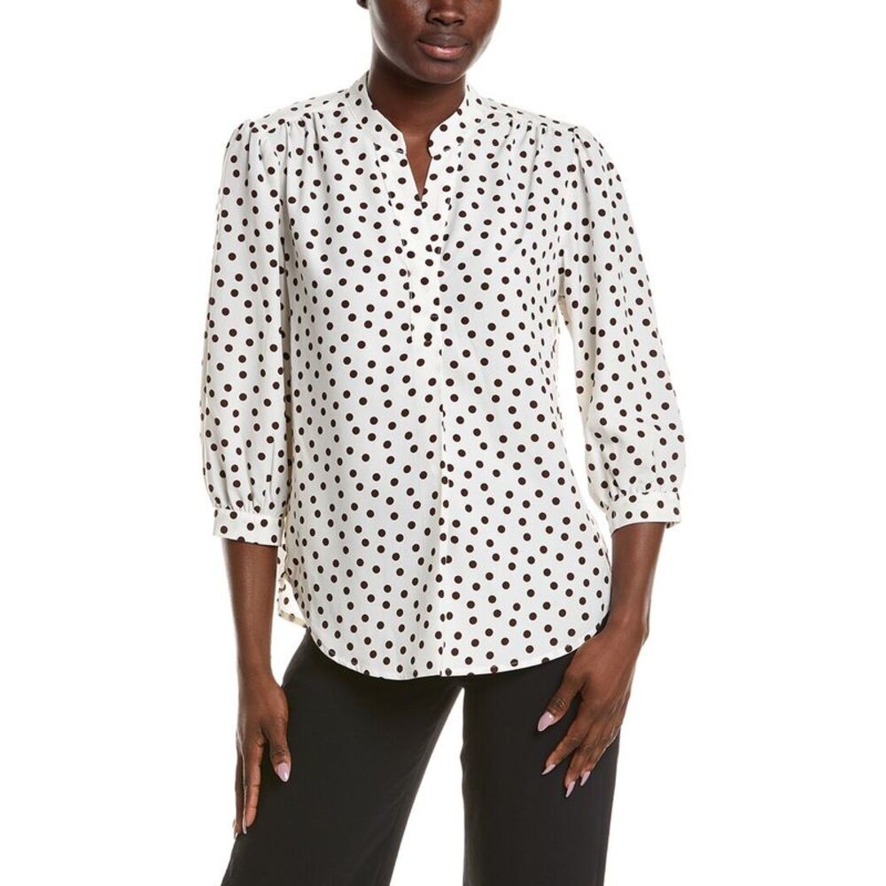 Anne Klein Womens Printed Blouse, White